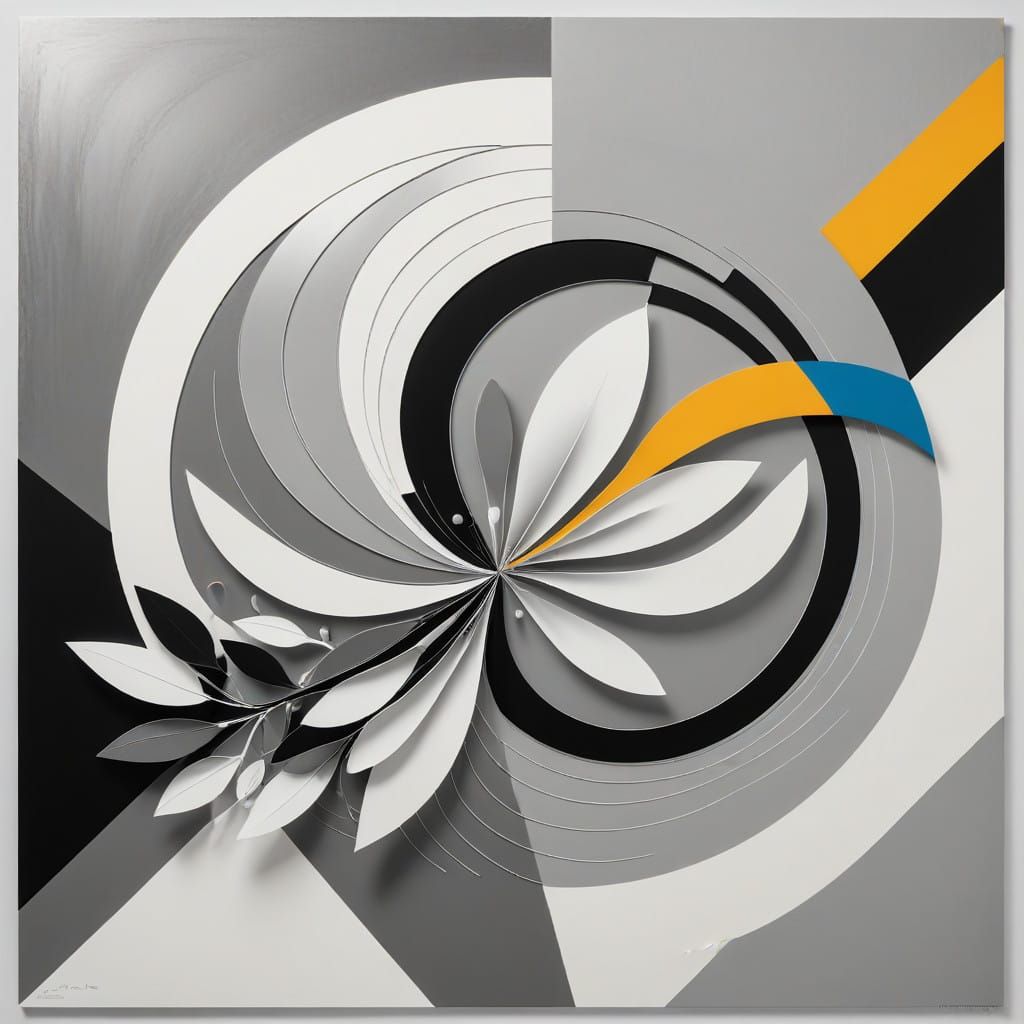 Vibrant Silver and White Abstraction