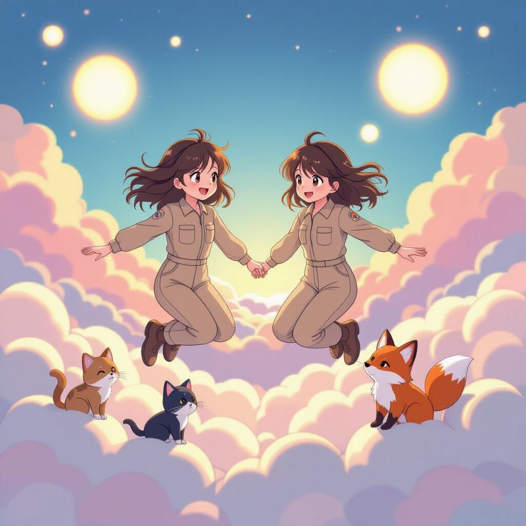 Anime Girls Leap on Cushion World with Pet Companions