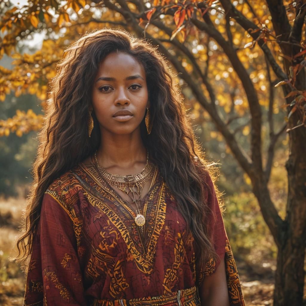 Ethiopian Woman Portrait in Autumn Light