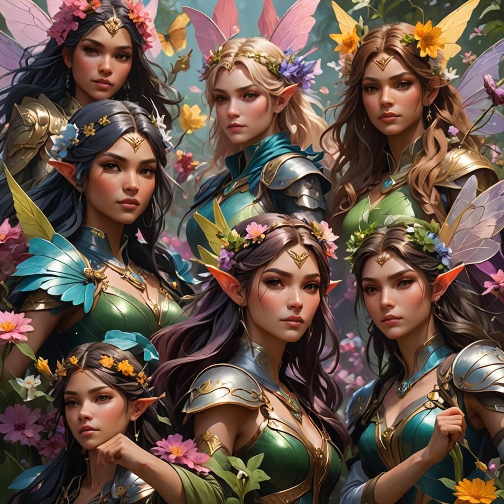 Female Fairy Warriors on Flower Gliders