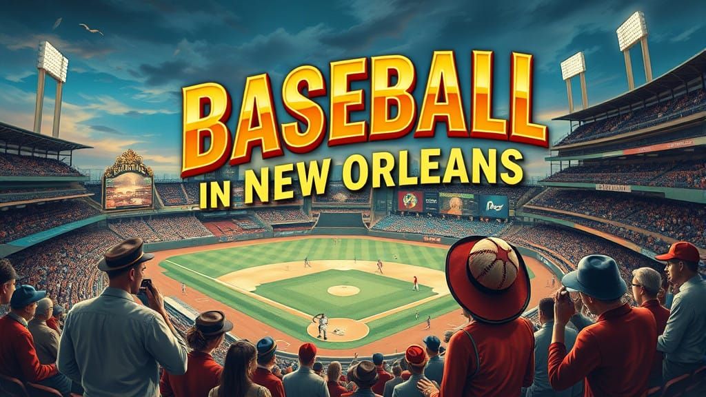 A vintage-style poster titled “Baseball in New Orleans” feat...