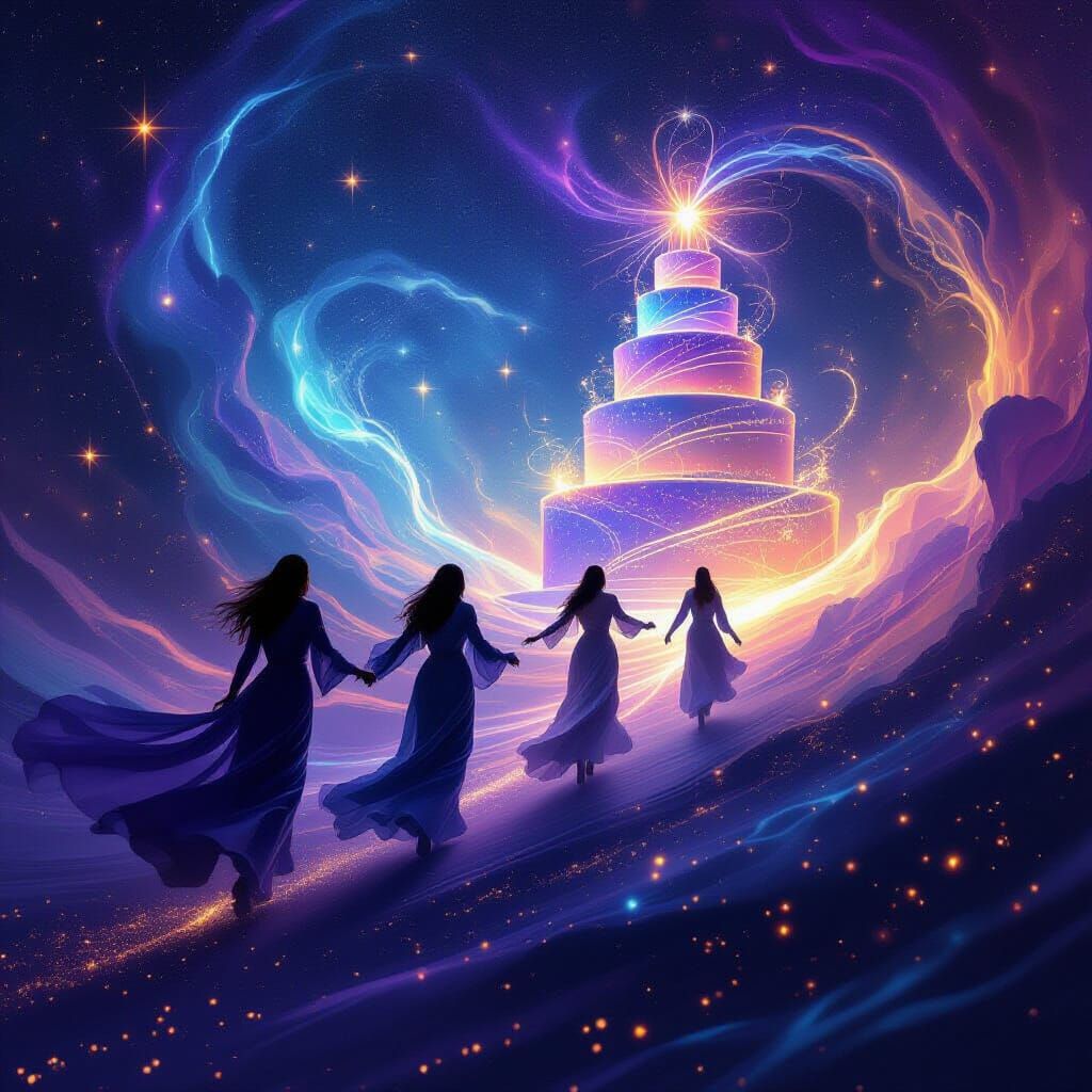 Cosmic Runners and Crystalline Cake in Ethereal Fantasy
