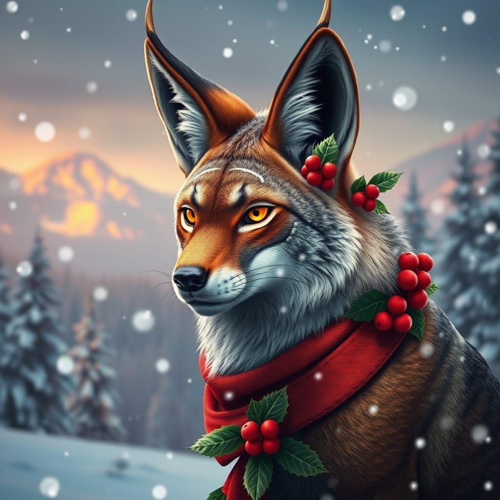 Majestic Christmas Jackal in Winter Wonderland