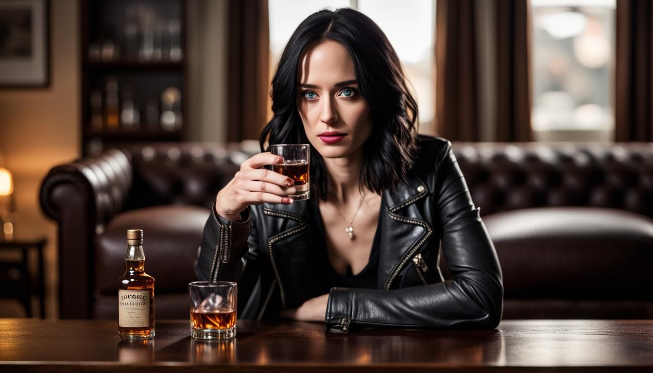Realistic Jessica Jones with Whisky, Professional Photograph...