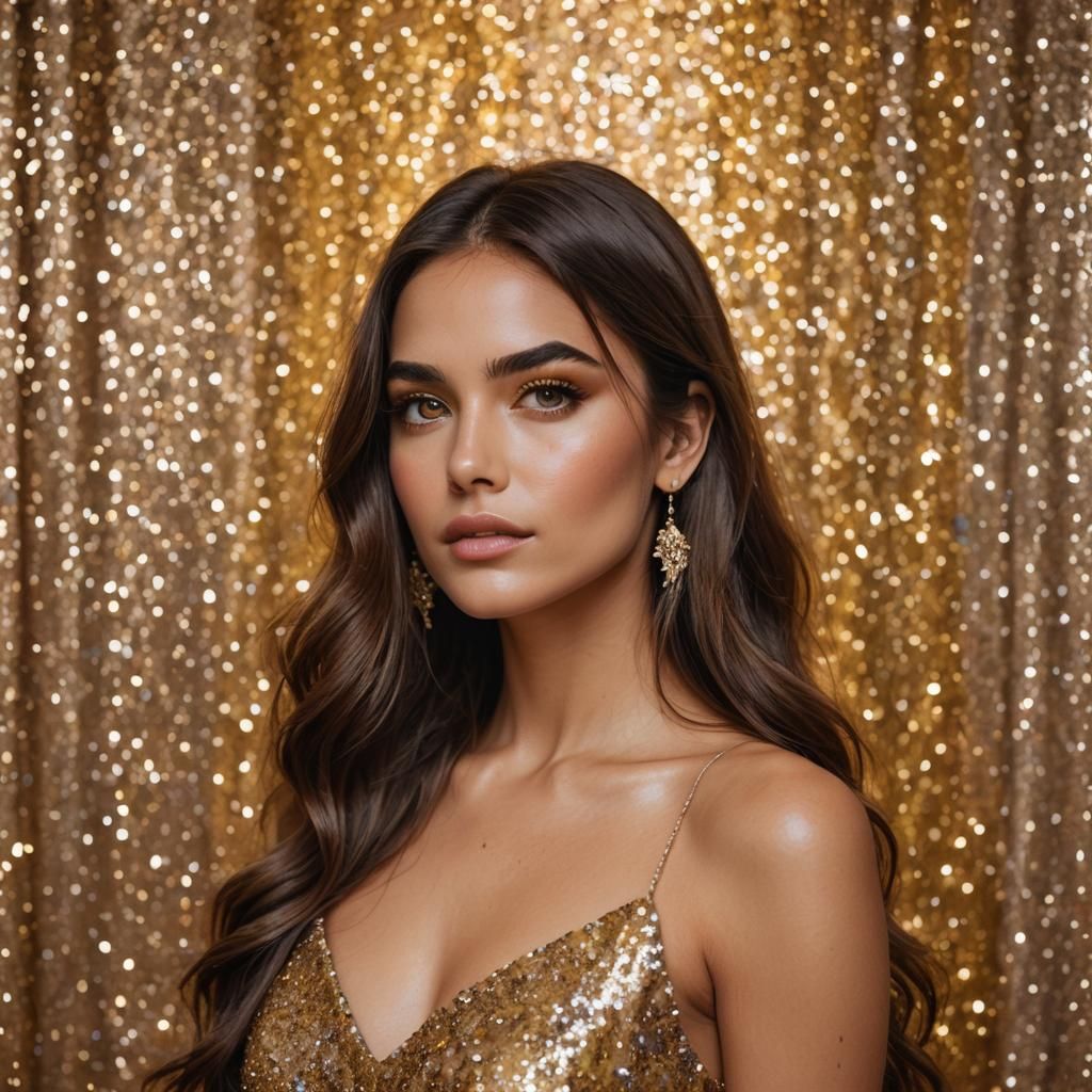 Latina Woman Portrait in Glittery Gown