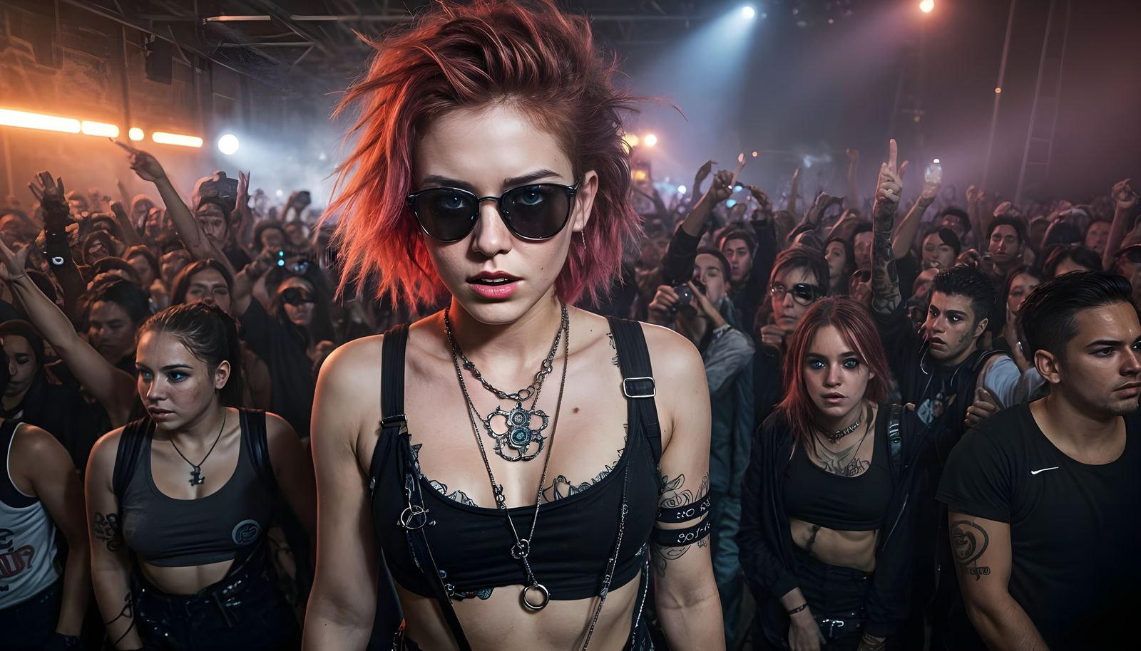 Punk Rock Concert: Fierce Woman Radiates Energy