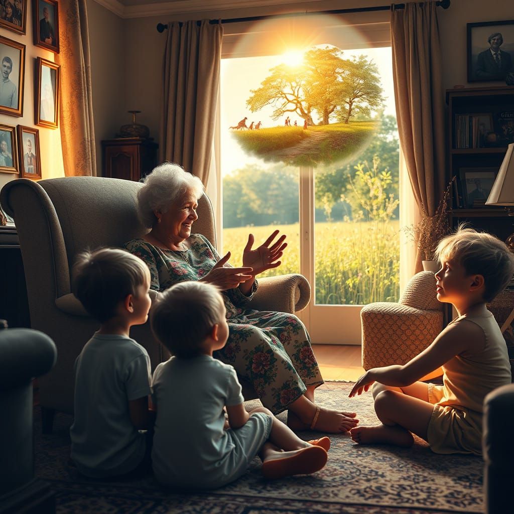 Whimsical Family Gathering in Cozy Living Room