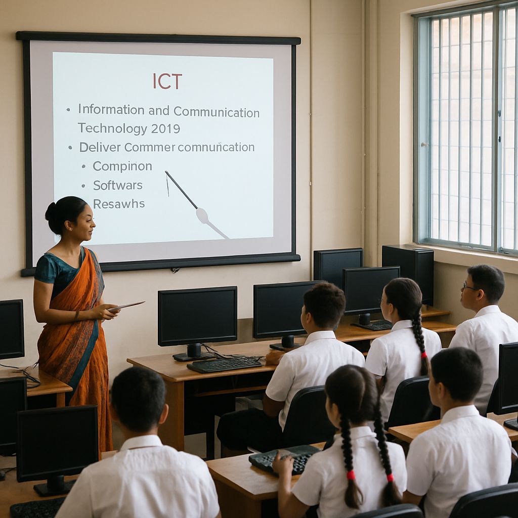 Teacher Leading ICT Class in School Computer Lab