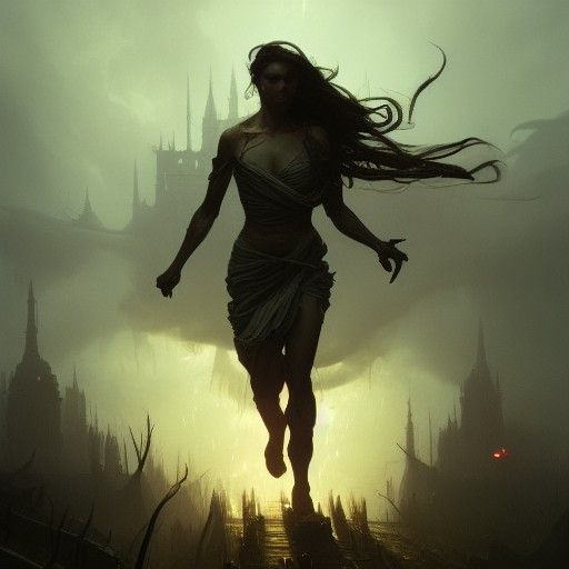 Dark Fantasy Masterpiece in Purple and Yellow