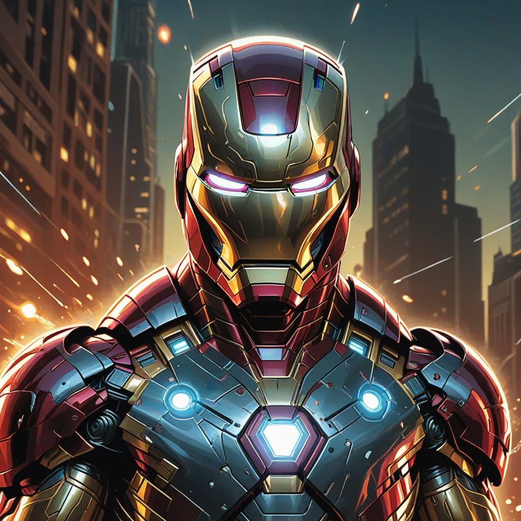 Ironman Soaring: Comic Book Style Close-Up