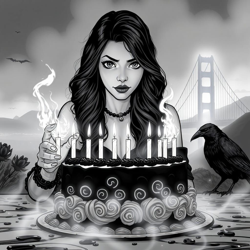 Witch's Birthday With Thermokinetic Powers and Noir Style