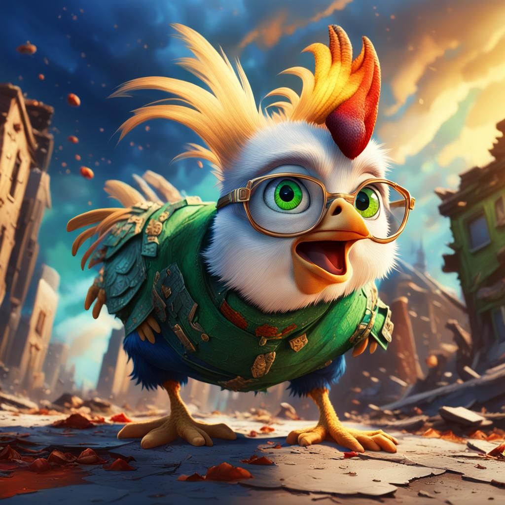 (Chicken little The sky is falling) detailed matte painting,...