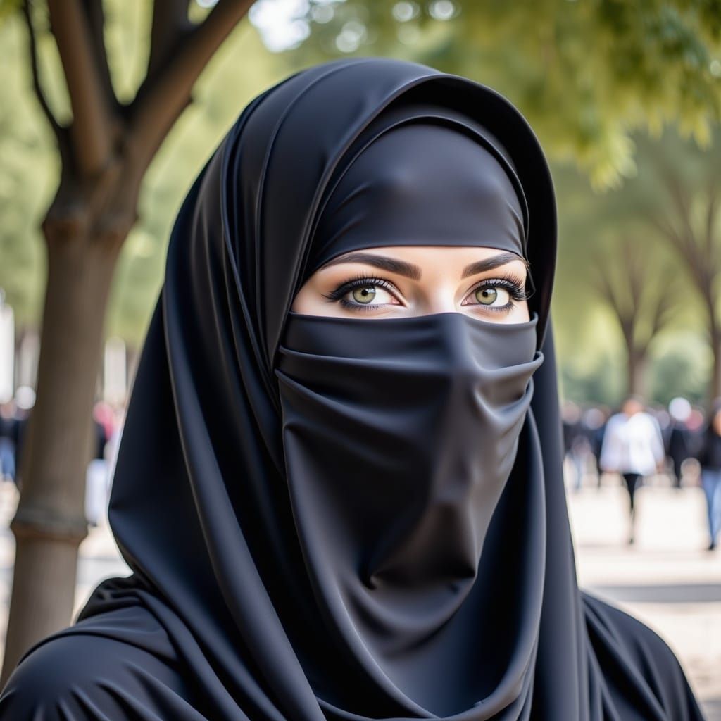 Elegant Niqabi Woman in Flowing Garments