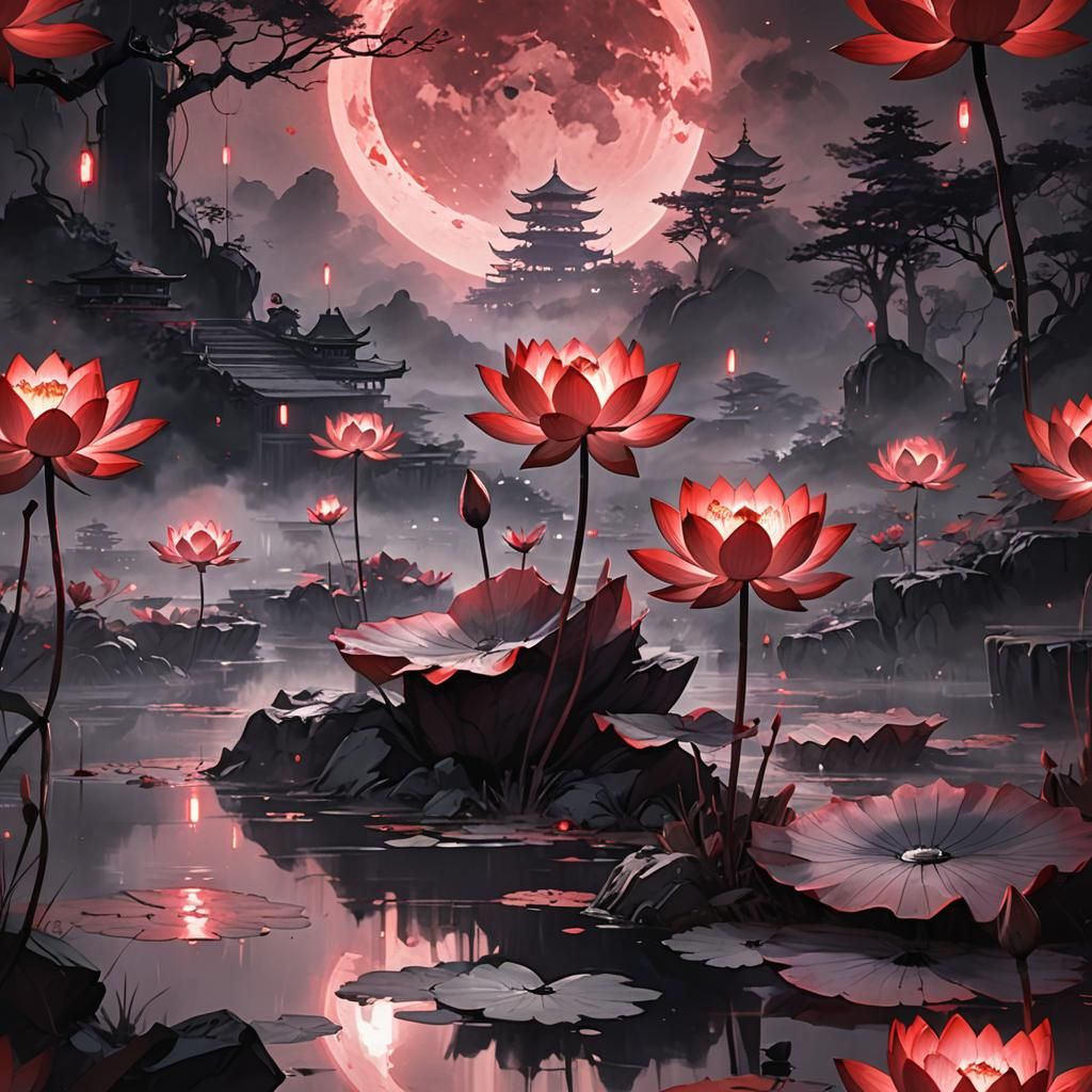 Blood Red Lotus in 3D Anime Art Style