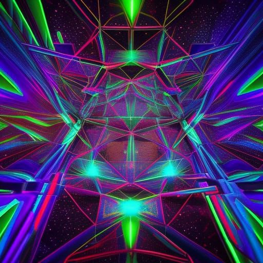 Trippy Tesseracts in Space: A 3D Rendered Duotone