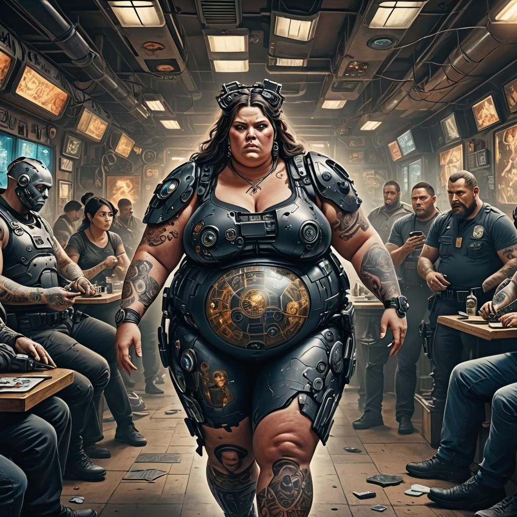 Dark Fantasy Plus-Size Artist in Sci-Fi Apocalypse