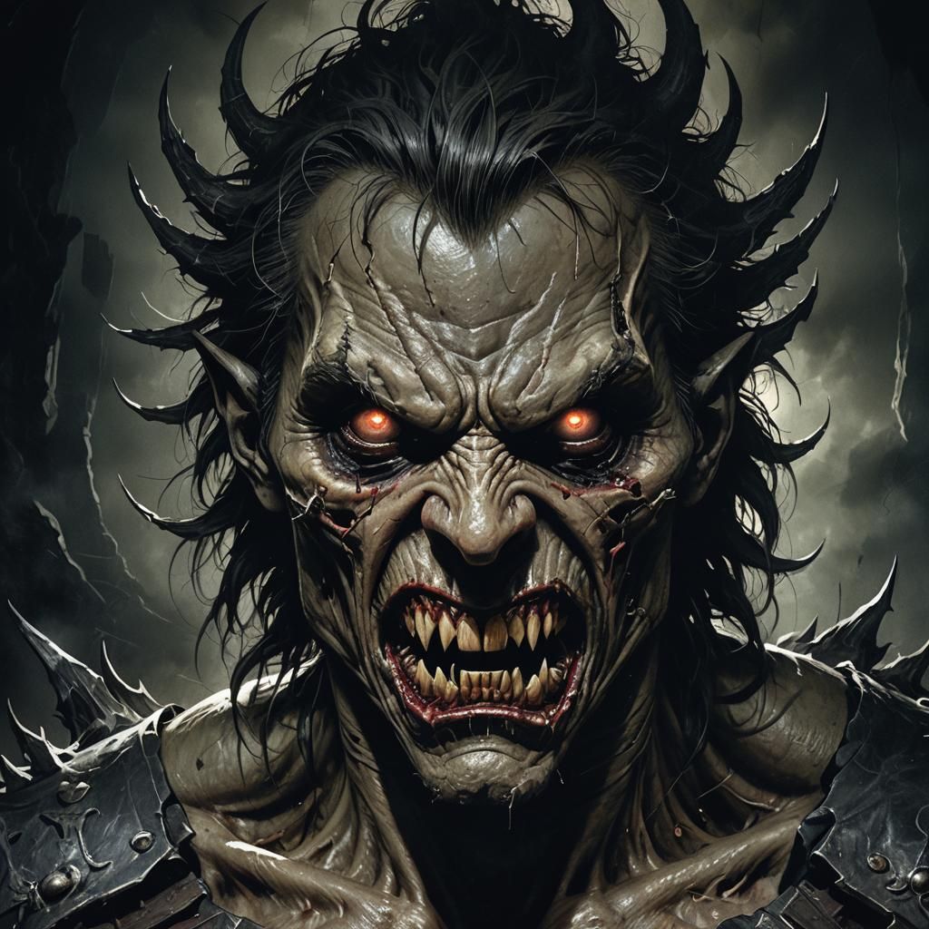 Terrifying Monster Portrait in Dark Fantasy Style