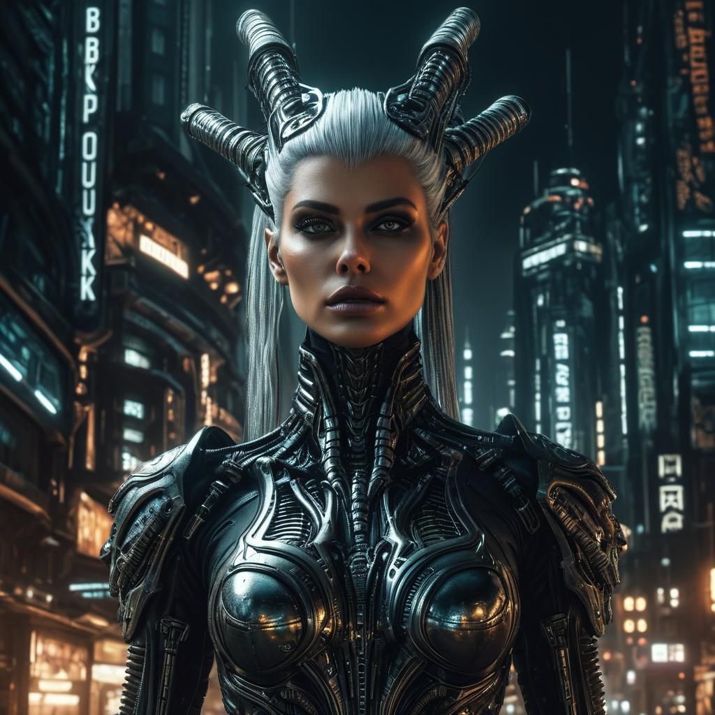 Biopunk Girl Portrait in Hyperrealism Style