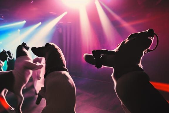 Dogs Dancing in a Nightclub Scene