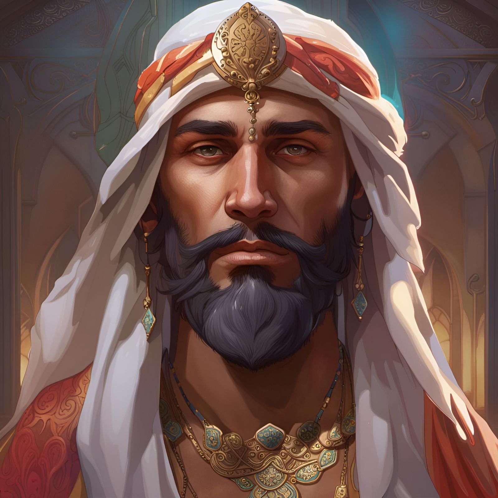 Detailed Portrait of an Arabian King