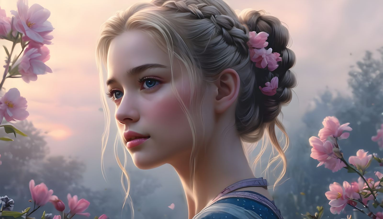 Pretty Woman with Freckles and Flowing Blonde Hair