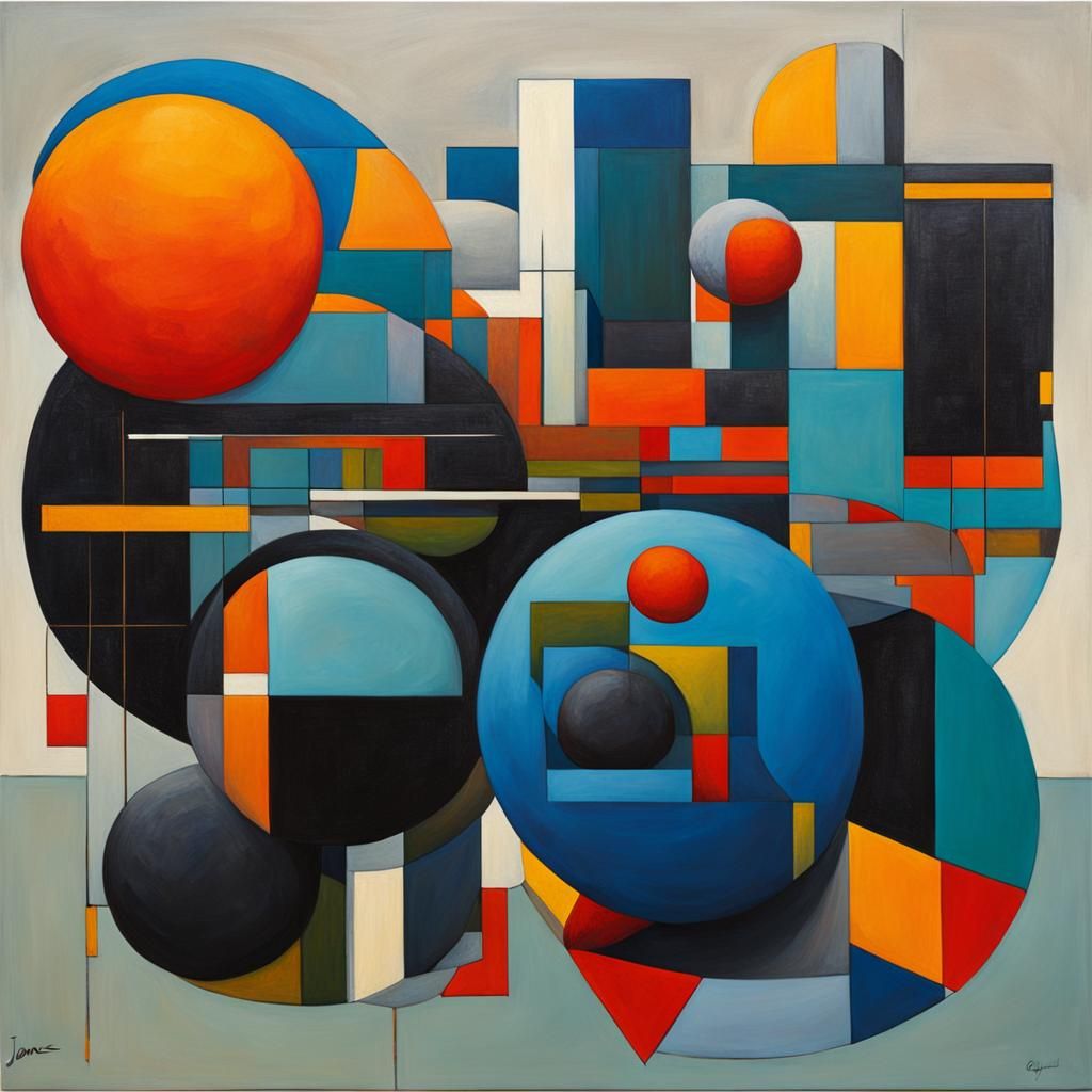 Geometric Forms in Oil Painting Style