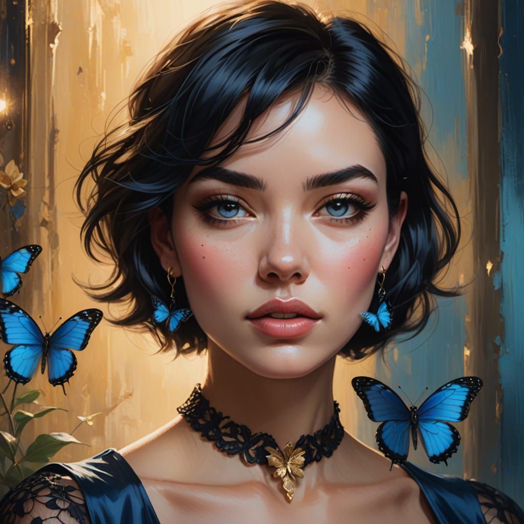 Woman with Butterfly: A Painterly, Cinematic Portrait