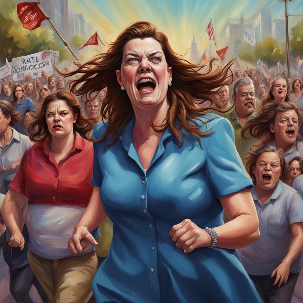 Senator Hanson Leads Climate March in Splash Art Style