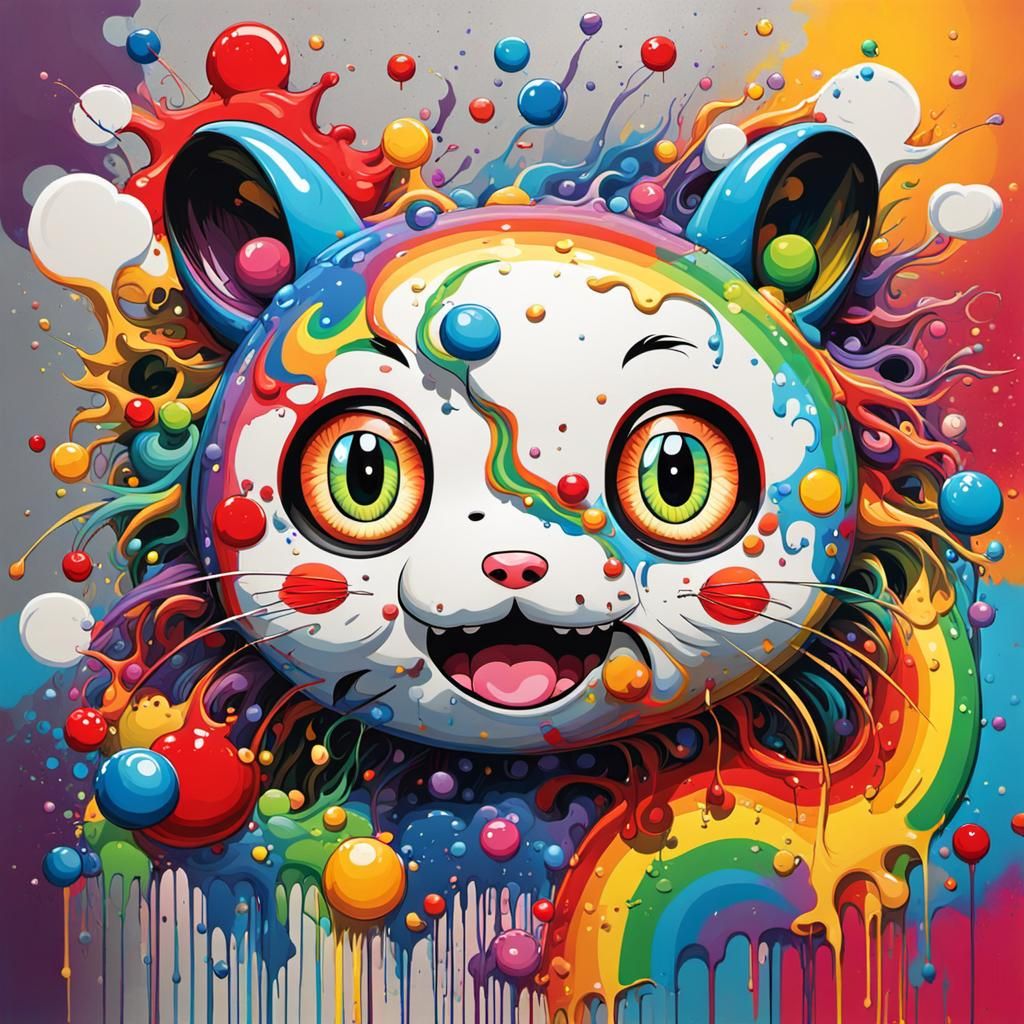 Enchanting Creature Sings a Rainbow Lullaby in Graffiti Styl...