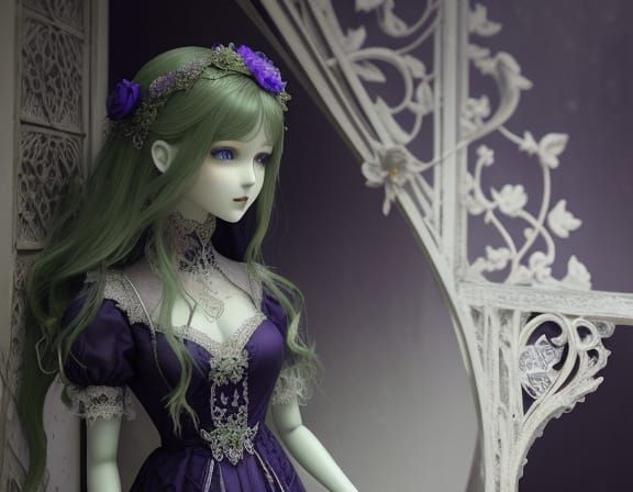 Creepy Porcelain Doll in Dusty Attic, Surrealist Photograph