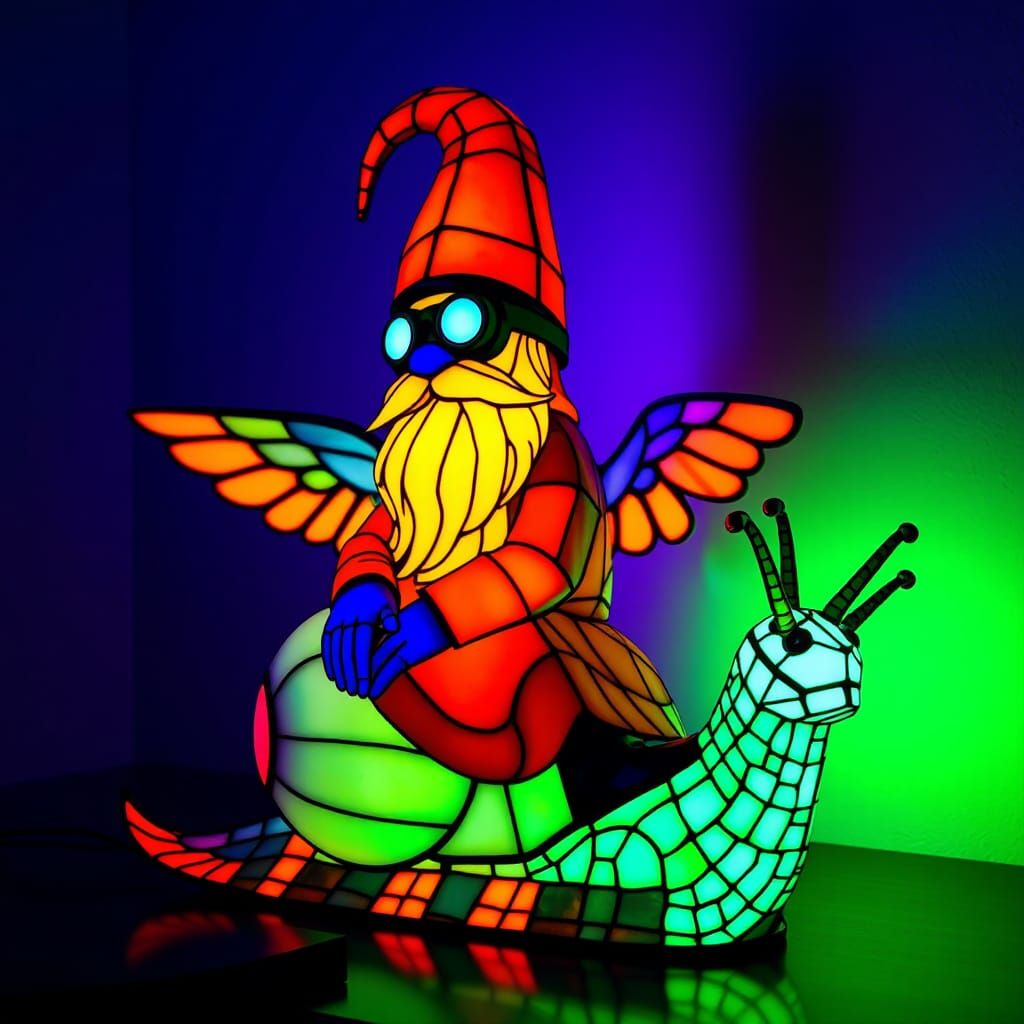 Giger-Inspired Gnome Art Nouveau Table Lamp