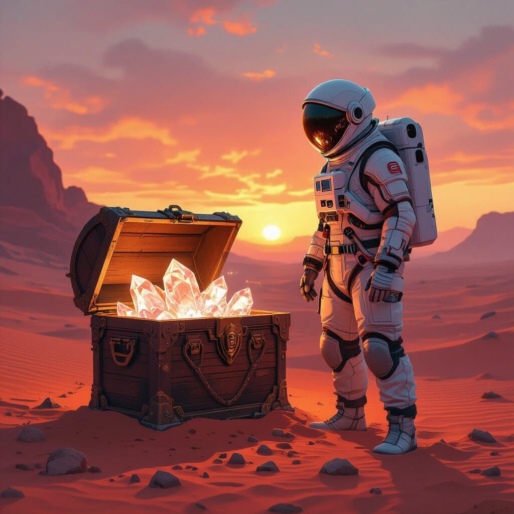 Astronaut Finds Treasure Chest on Alien Planet