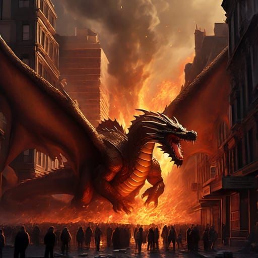 Golden Dragon Wreaks Havoc on City in Ridley Scott Style