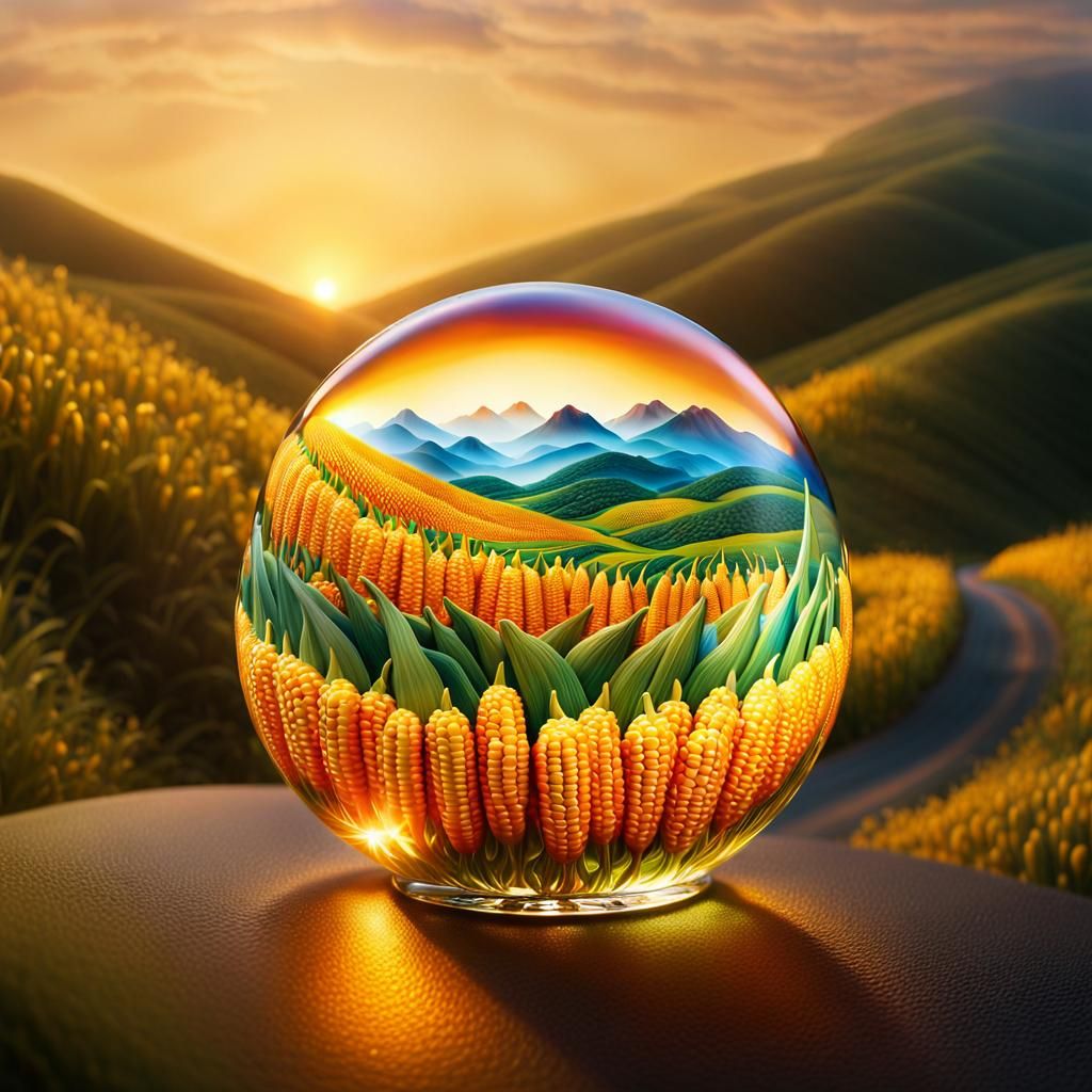 Enameled Glass Figurines on Hilly Road in Macro