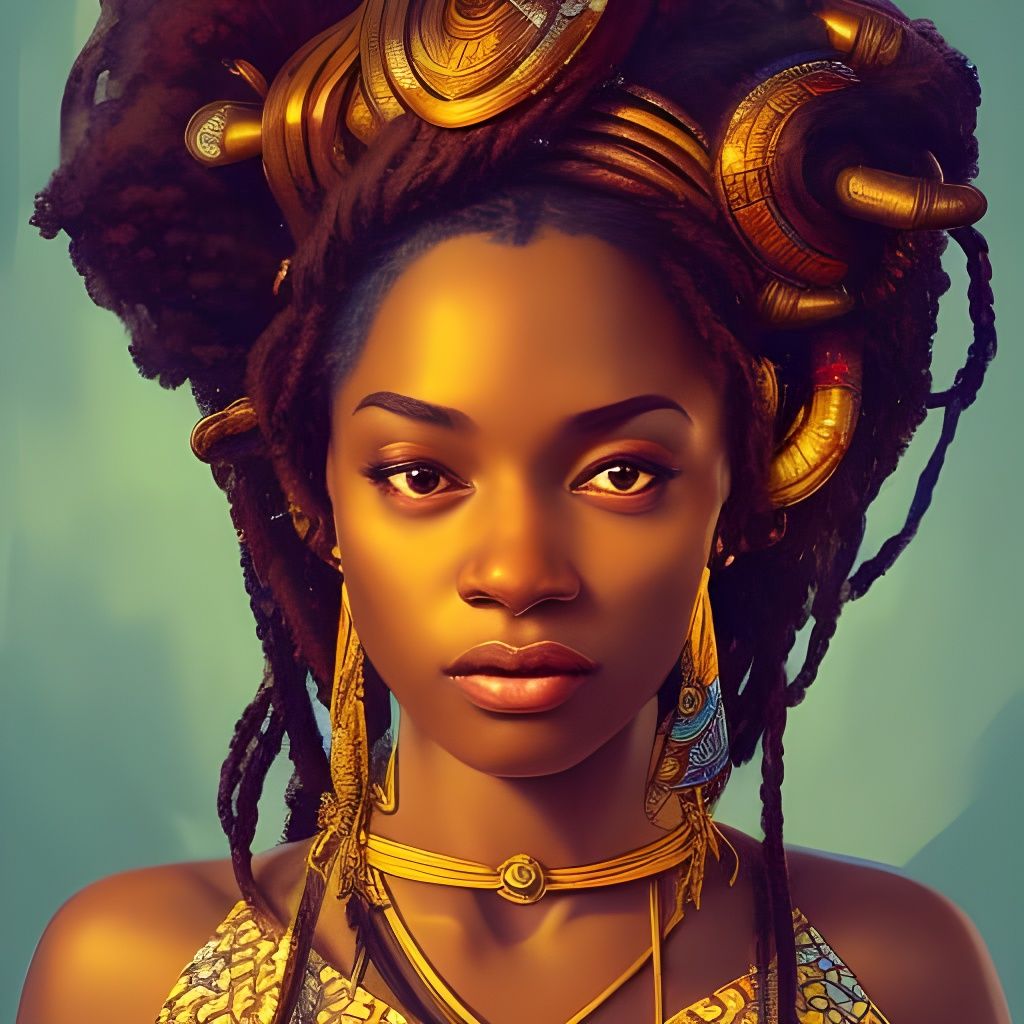 Hyperdetailed Portrait of an African Goddess