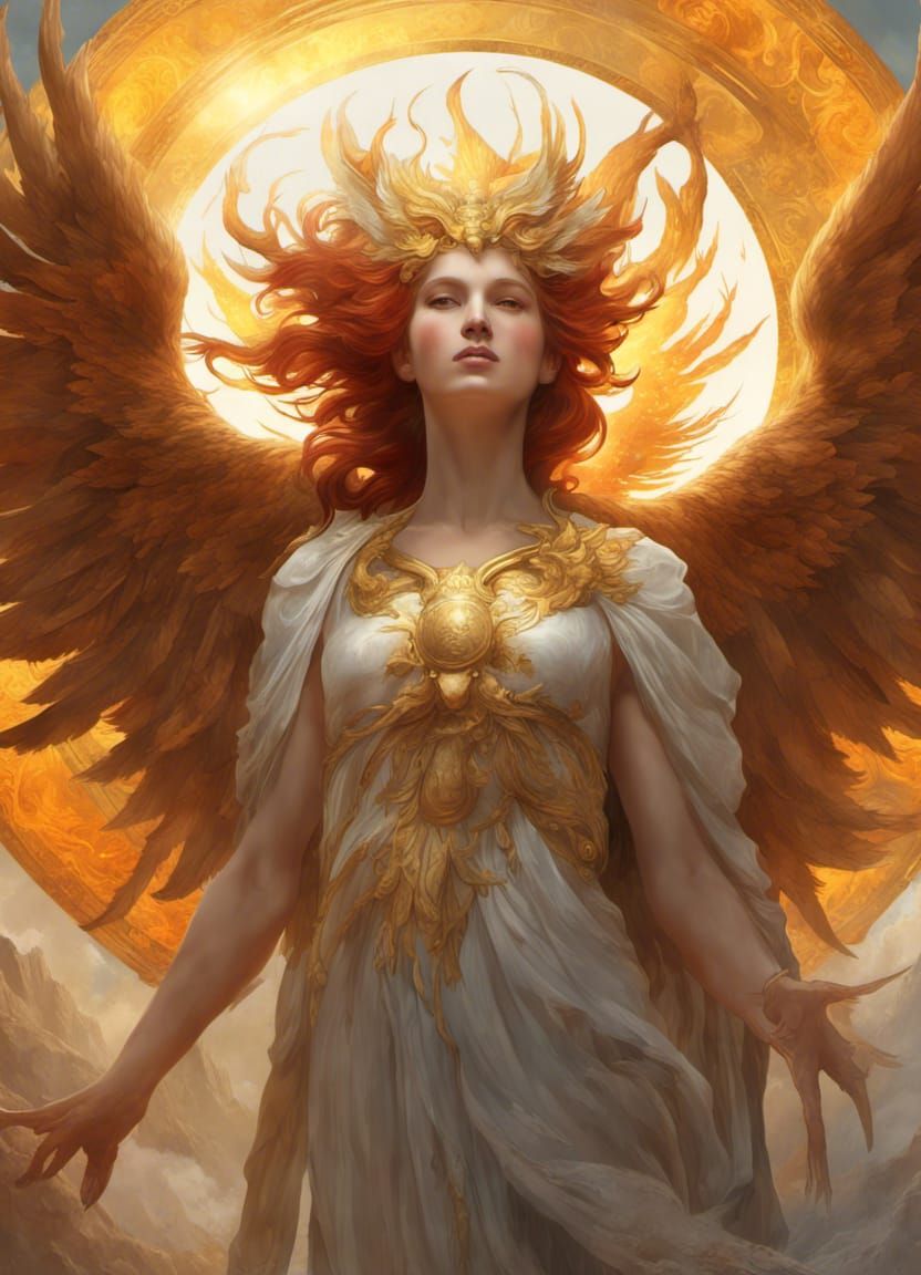 Fierce Phoenix Personifying the Sun as Digital Art