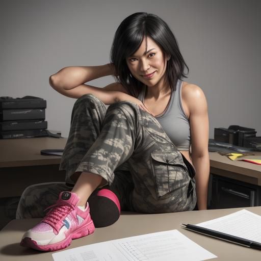 Smiling Asian Detective Portrait in Hyperdetailed Style