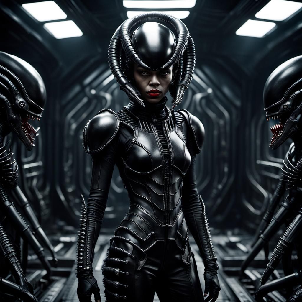 Xenomorphic Queen: HR Giger-Inspired Biomechanical Portrait