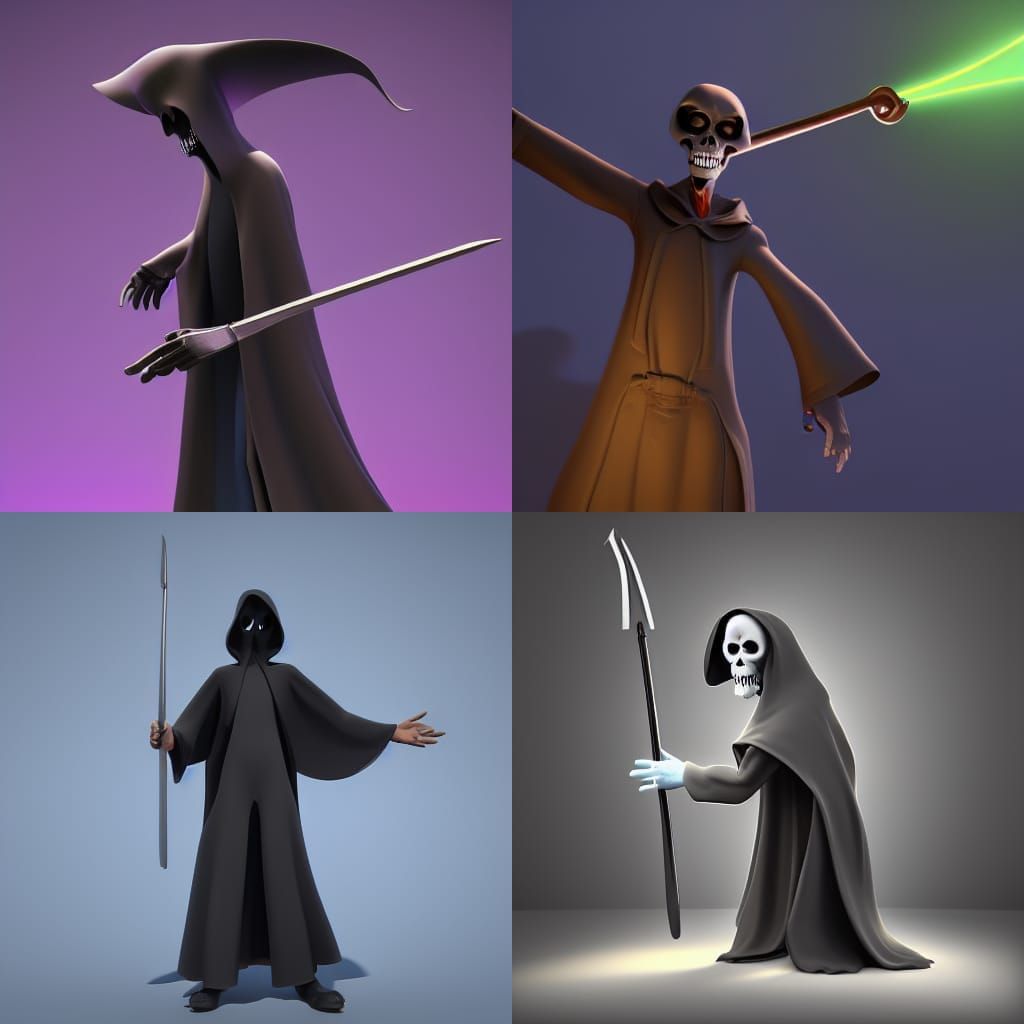 Grim Reaper as Disney Pixar 3D Render