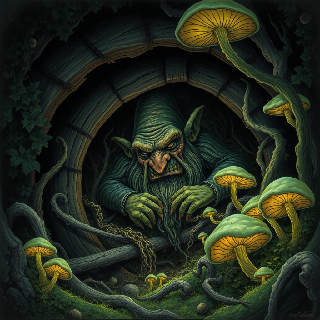Dark Gnome in Abandoned Hobbit Hole