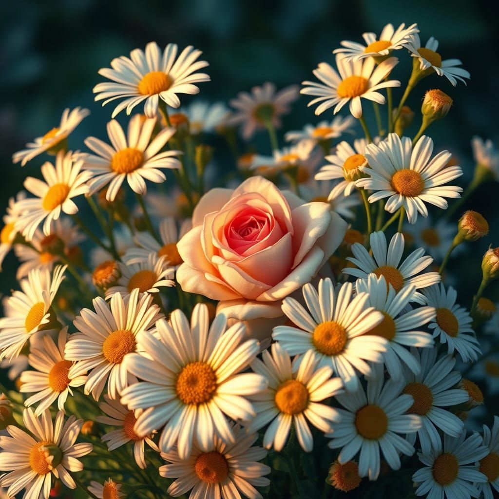 Vibrant Floral Fantasy in Golden Light