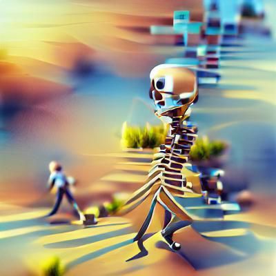 Walking Skeleton: Abstract Geometric Digital Art