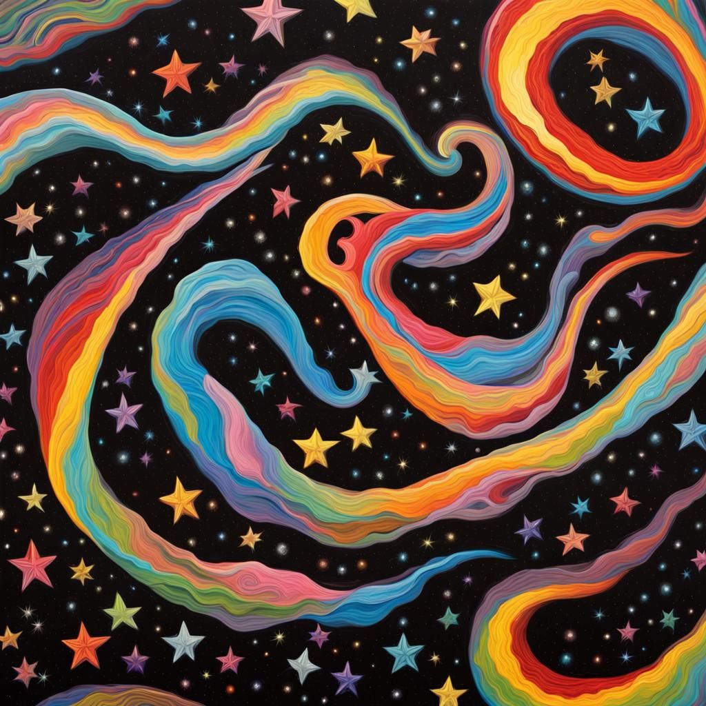 Vivid Impasto Starscape with Electromagnetic Coils