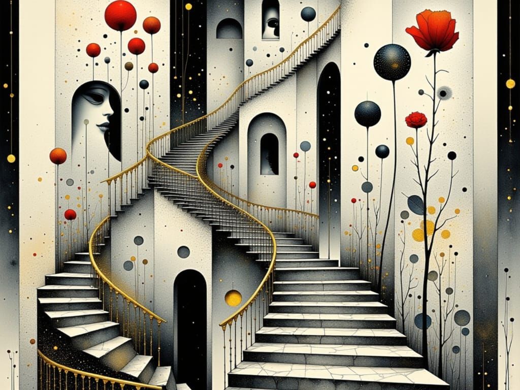 Surreal Staircase of Wonder in Geometric Abstraction