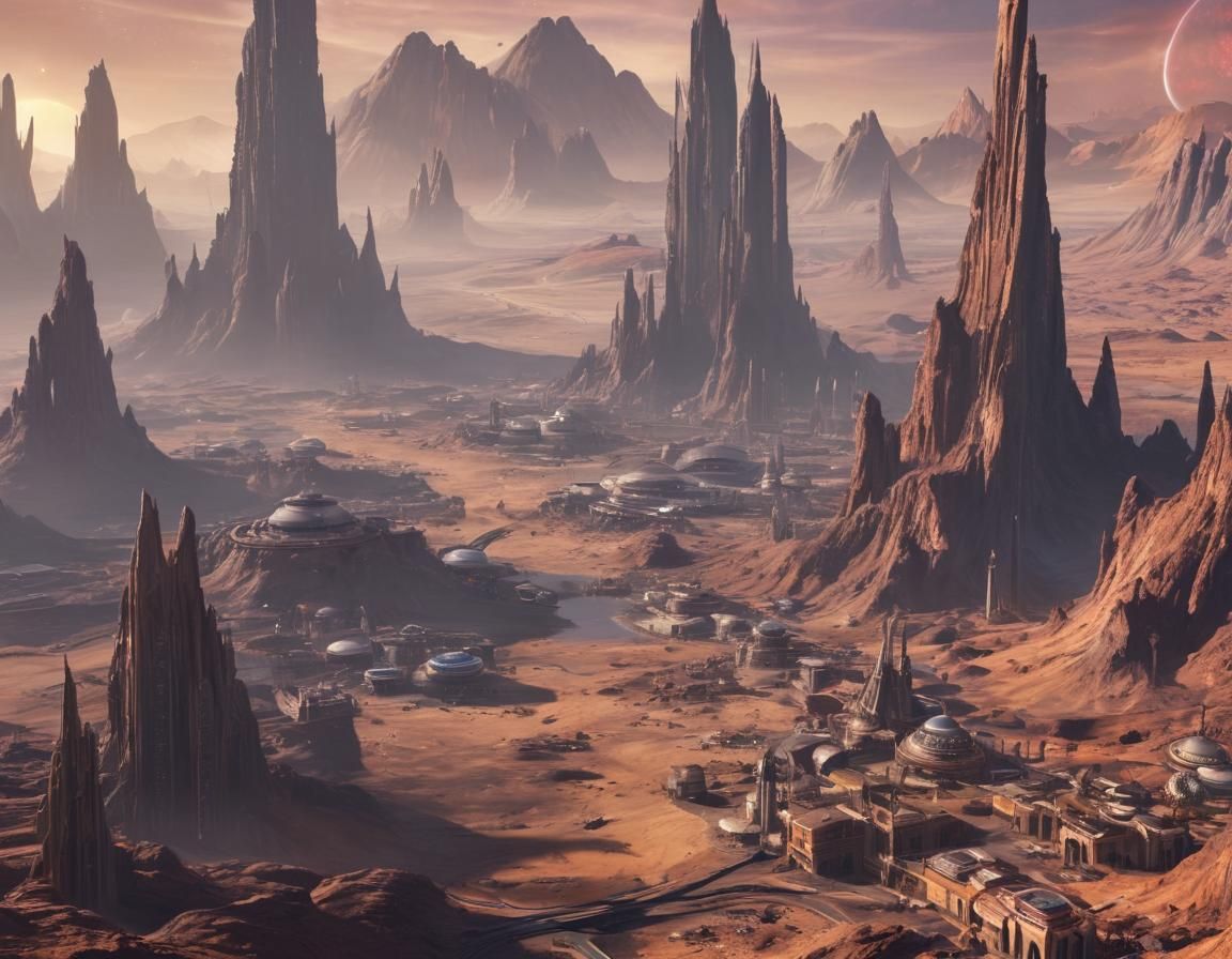 Epic Sci-Fi Alien City 3D Illustration