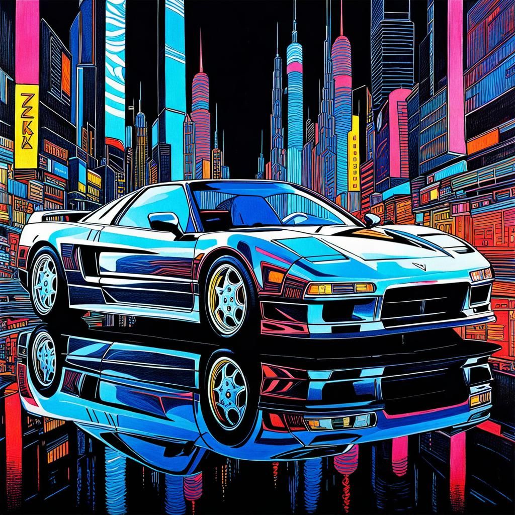 Detailed Acura NSX in Futuristic Impasto Style