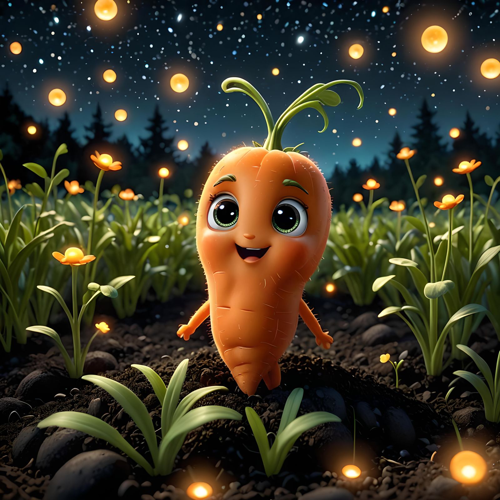 Adorable Chibi Carrot in Pixar-Style 3D Art