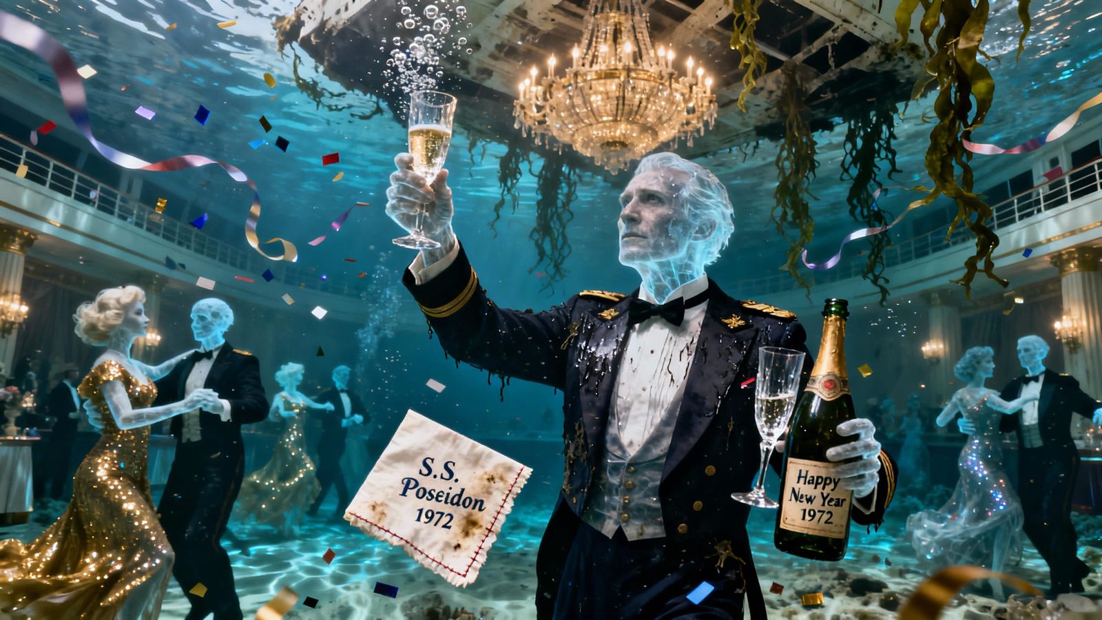 Ghostly New Year's Eve Toast Aboard Sunken S.S. Poseidon