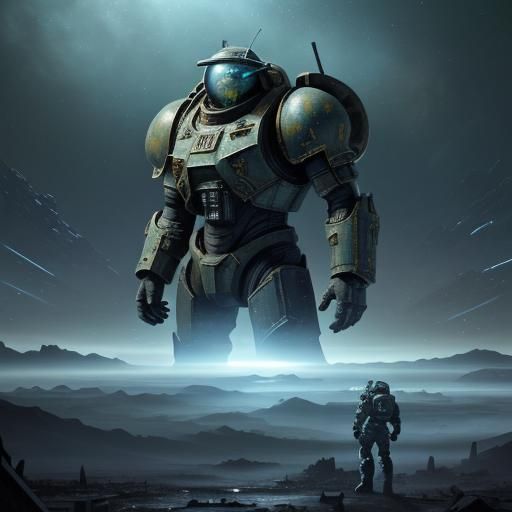 Space Marine in Ruined City: Photorealistic Sci-Fi