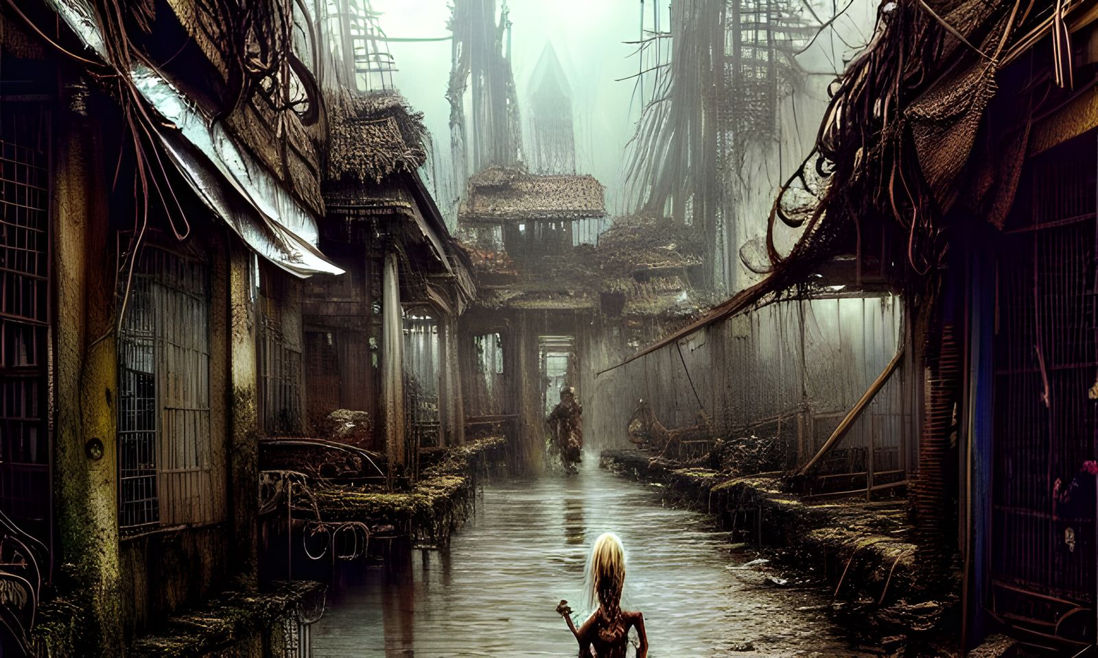 Disturbing Slum Scene in Hyperdetailed Digital Art